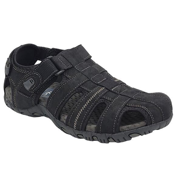 Nunn Bush Men Rio Bravo Fisherman Sport Sandals Size US 11W Black Faux Leather - Picture 1 of 5